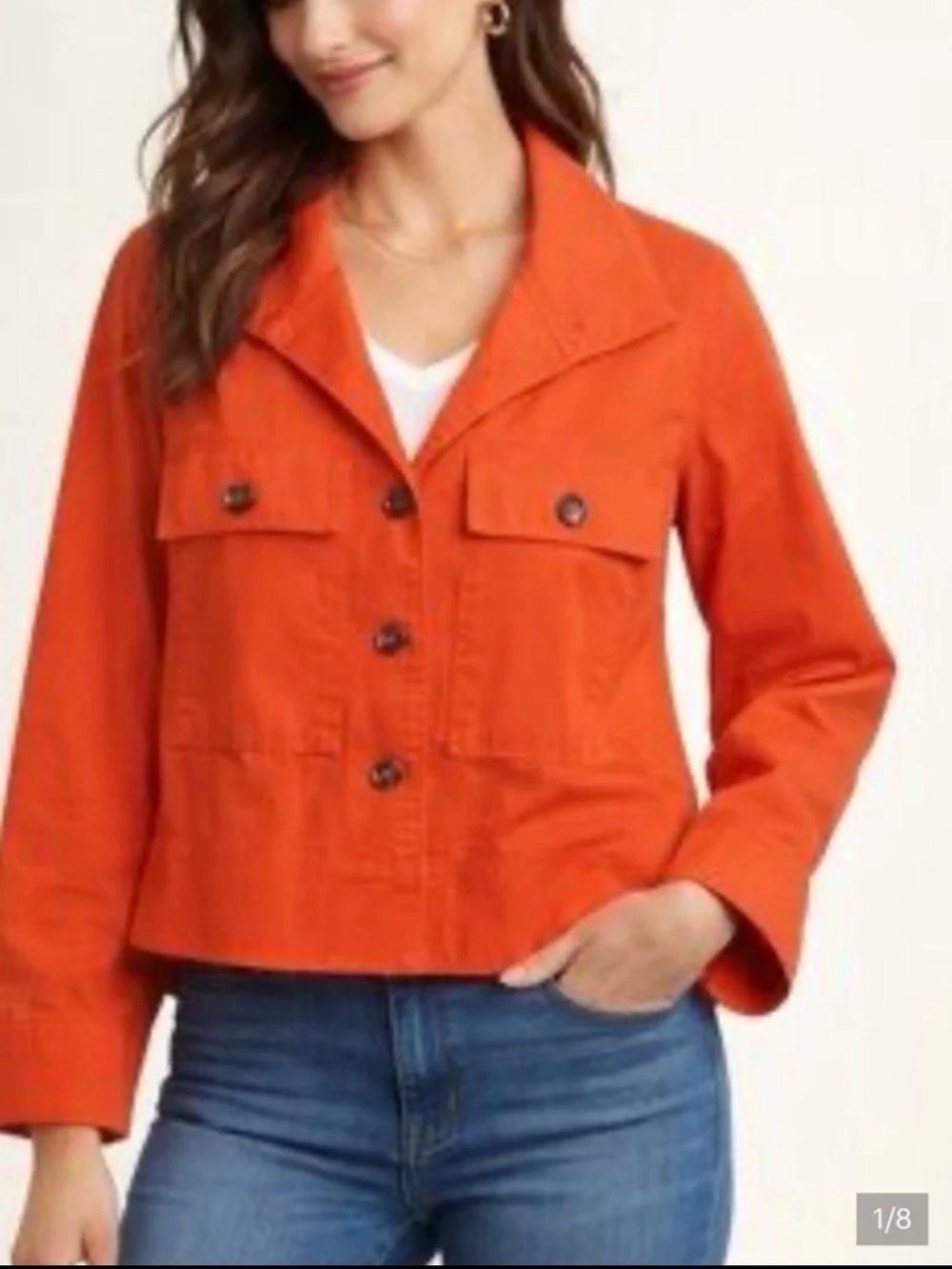 CAbi Orange Resort swing jacket with a button front Size M